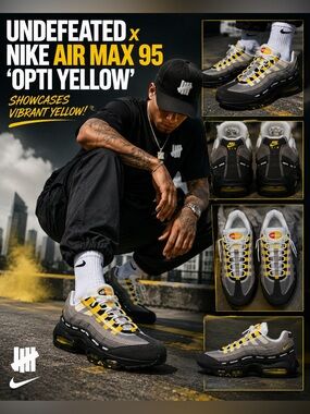 New!🔥Rare’ Undefeated x Nike Air Max 95 'Opti Yellow' showcases vibrant yellow!🔥
